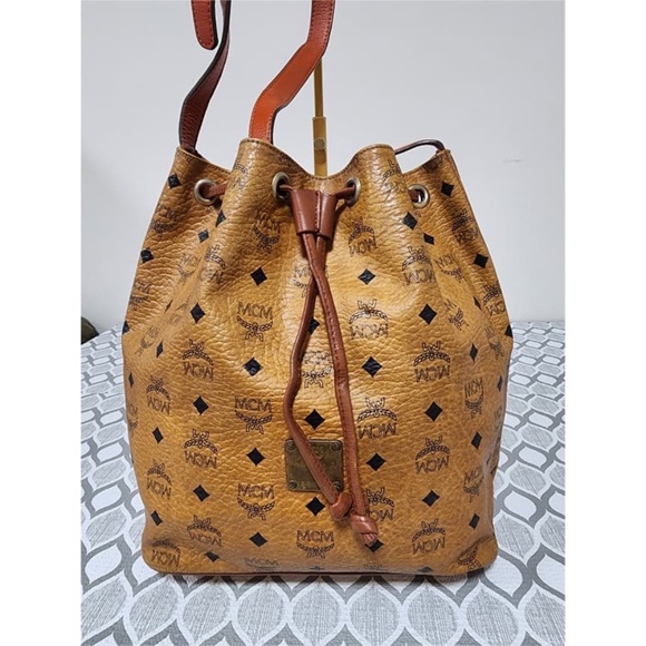 Authentic MCM Vintage Heritage Drawstring Bucket Bag Cognac - Picture 11 of 12